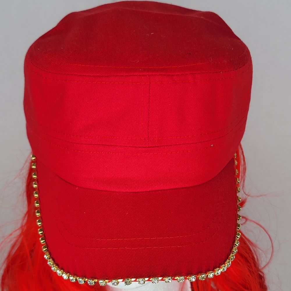``RH25711 NWT Professional Style Rhinestone Cadet Red Hat